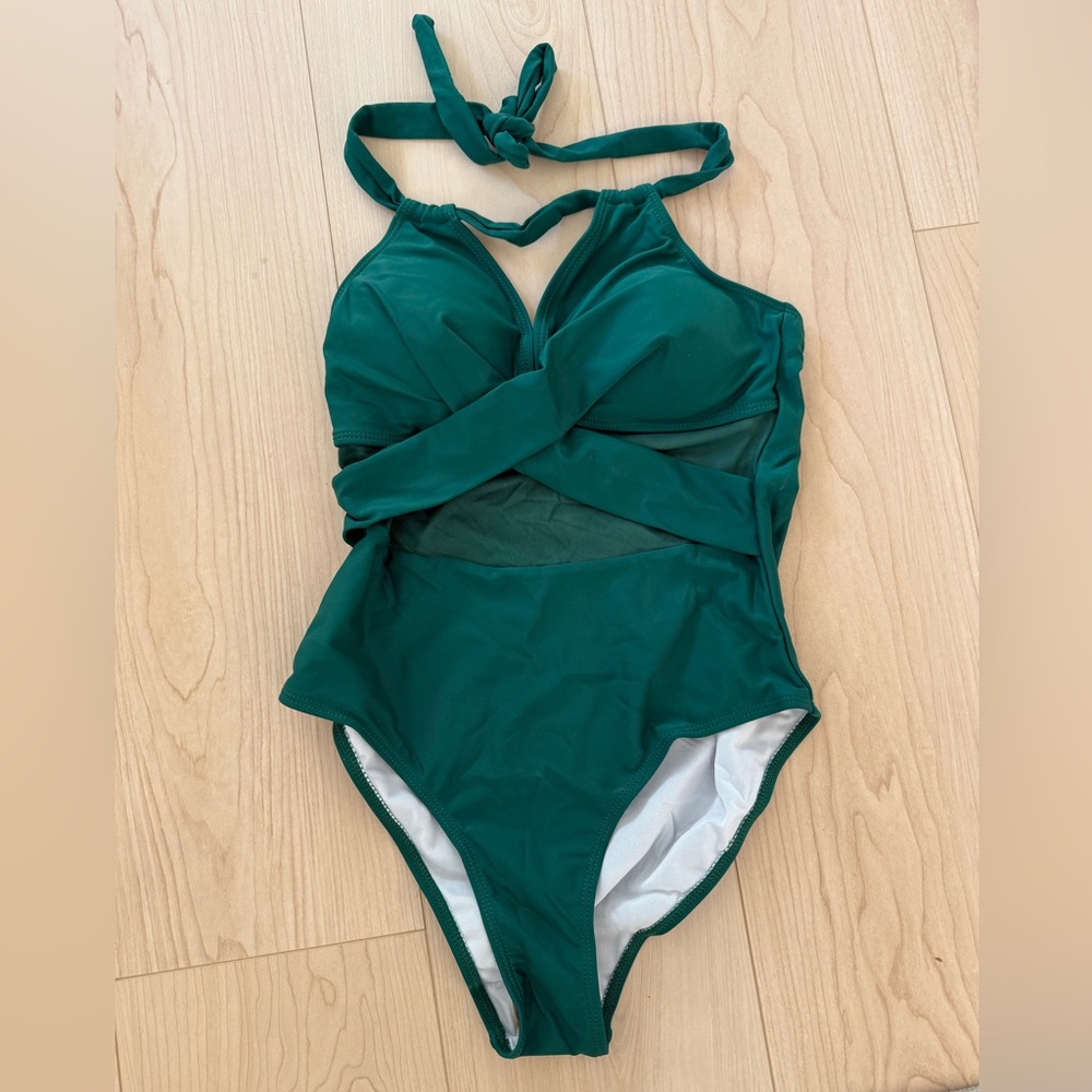 New Green Halter One-Piece Swimsuit